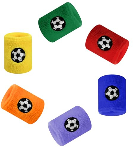 Daleweo 6 Pezzi Polsini Tennis Bambino Spugna Colorati Fascia Sudore Polso Calcio Basket Palestra Padel Accessori Sportivi Cotone Morbido