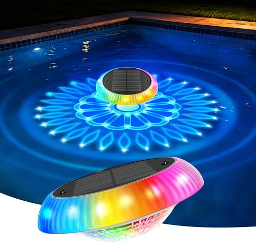 iseeway Schwimmende Poolbeleuchtung Solar mit Fernbedienung, 16,3 cm