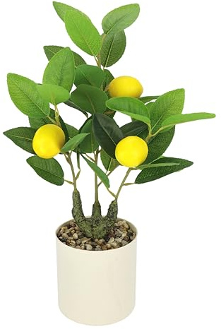 Konstgjord citronträd med frukter i kruka, 40 cm, konstgjord växt, konstträd, citrusträd, dekoration, dekorativt träd, fruktträd, konstgjord växt, inomhusväxt, miniprydnadsträd för vardagsrum, kontor