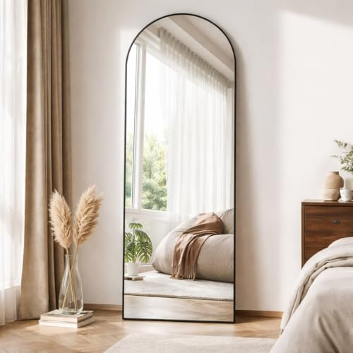 Lorvane Ganzkörperspiegel 160x50CM Standspiegel mit Aluminiumrahmen, Wandspiegel Groß Schwarz, HD-Glas Bruchsicher, Spiegel Ganzkörper für Schlafzimmer Ankleidezimmer Wohnzimmer