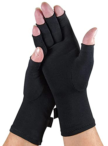 IMAK Brownmed Compression Arthritis Gloves - Fingerless Compression Gloves - Supports Circulation - Black - Large