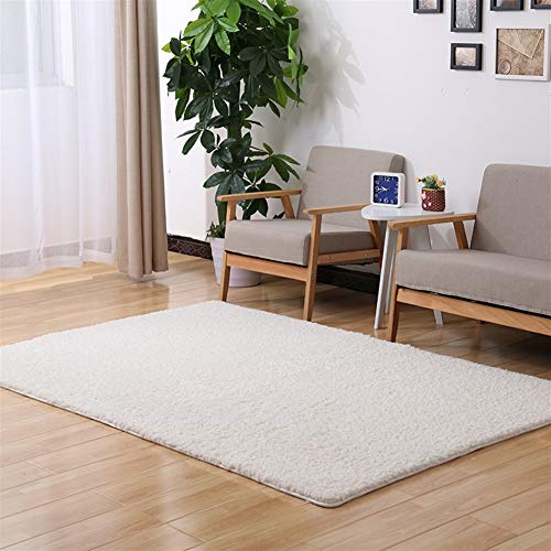 LIVEINU Hochflor Shaggy Teppich für Wohnzimmer Langflor Pflegeleicht Rechteck Teppich Hochwertig Hohe Fadendichte Wasser Absorbierend Badezimmerteppich Für Wohnzimmer Weiß 80x160cm