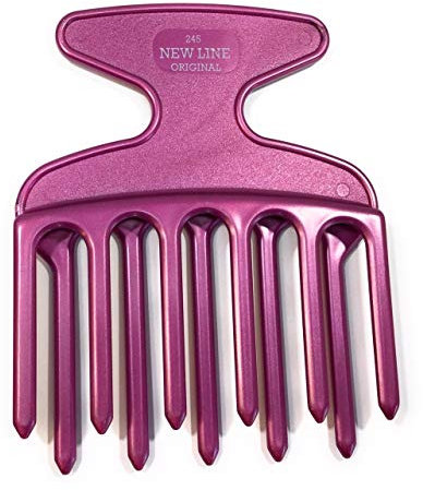 Hercules Sägemann 245 - Pettine arricciacapelli professionale Afro Pick lilla metallizzato, 11 denti 5/6 in confezione da 4 pollici
