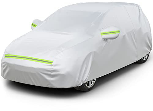 Favoto Telo Copriauto Invernale Felpato da Esterno Impermeabile Telo per Auto per Berlina 2 Volumi Realizzato in PEVA+Cotone con Zip, Resistente ad Acqua Polvere Neve Sole Freddo (435x180x160cm)