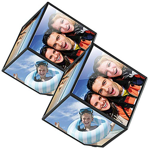 Your Design Bilderwürfel: 2er-Set selbstdrehender Fotowürfel für je 6 Bildmotive (Bilderrahmen Würfel, Foto-Würfel, Drehteller)