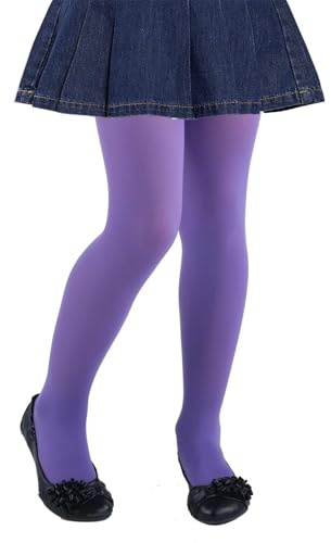 CHUNG Collant con piedi per ragazze, 1-13 anni, leggero, elastico, 60D, multicolore, per giochi di scena, costumi per scuola, danza e feste, Viola, 1-3 Years