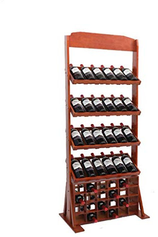 MYBA Weinregal Weinregal aus Holz Wein Storage Rack Aufsatz- Anzeige Regale Freistehende Boden Home Küche Freistehende Flaschenregal Flaschenregal (Color : C, Größe : Without Cup Holder)