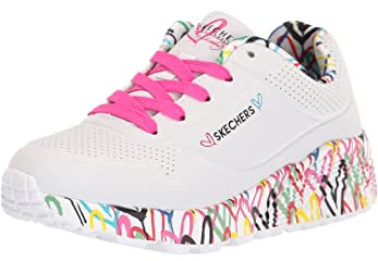 Skechers Uno Lite Lovely Luv, Scarpe Da Ginnastica Bambine e ragazze, Bianca White Synthetic H Pink Trim, 39 EU