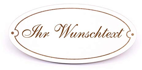 Dekolando Schild Türschild Oval - Wunschname Wunschtext - weiß selbstklebend personalisiert 15x7cm