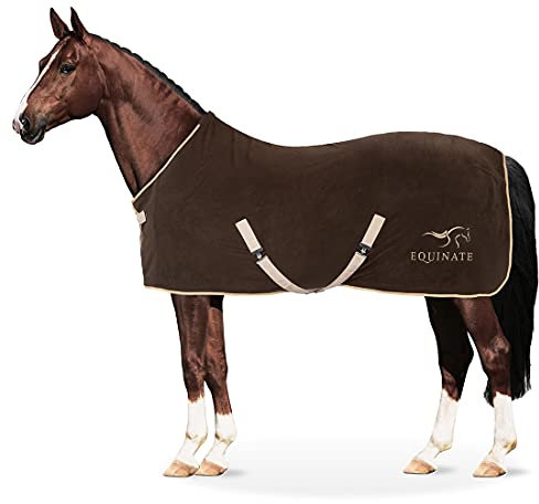 Equinate Abschwitzdecke Nevada aus Fleece mit Widerristpolster und Kreuzbegurtung 145cm Braun