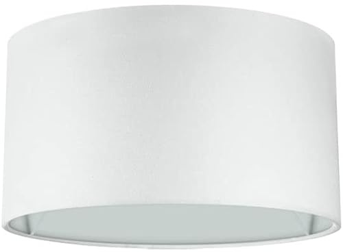 Wogati® Premium Lampenschirm | Ø45cm x 28cm Höhe | Farbe: Weiß | E14/E27 | rund | Baumwolle | für Stehlampen, Hängelampen, Tischlampen, Deckenlampen
