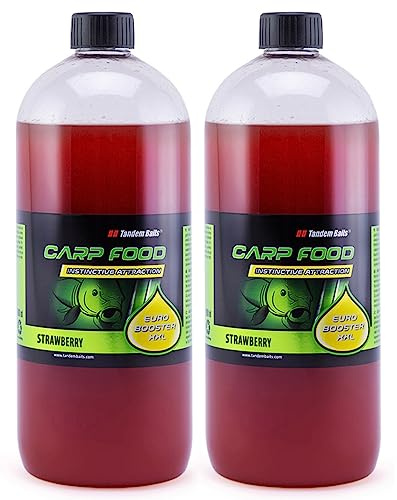 Tandem Baits Karpfen Futter Angelfutter Dip Für Boilies Karpfenboilies Attraktor Euro Booster XXL 2-er Set 1 L Erdbeere