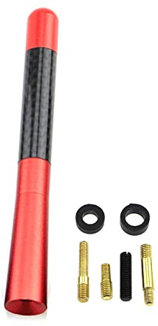 GERUI Autoantenne 12cm KFZ Kurzstab 50 Ohm AM FM Dachantenne Universal(Rot)