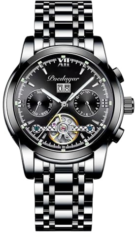 RORIOS Herrenuhren Automatik Mechanische Uhr mit Edelstahlband Klassisches Leuchtende Uhr Wasserdicht Armbanduhr Uhr für Männer