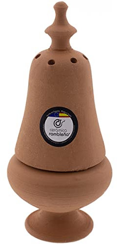 CERÁMICA RAMBLEÑA | Incensario de barro rojo | Incensarios religiosos | Incensarios de barro | Incensarios originales | Incensario semana santa | Incensario Campana | 100% Hecho a mano | 8.5x8.5x19 cm