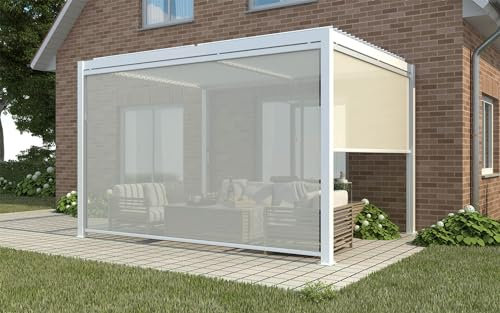 Briconess.com Tenda laterale in textilene per pergola bioclimatica lato 370x218 cm Ocean - White