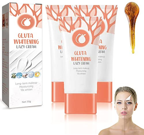Camic Gluta Whitening Lazy Cream, Gluta Whitening Facial Cream Lotion Moisturizing Lazy Cream, Orange Exfoliating Whitening Gel (3 PCS)