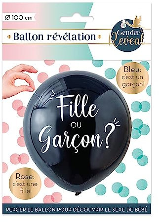 Ballon géant confettis modèle Baby Shower Gender Reveal (Révélation)