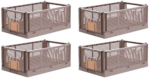 Brandsseller Boîte pliante S Lot de 4 Panier à Provisions stable Corbeille de Transport empilable Caisse de Rangement - Marron