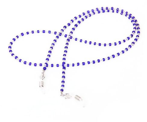 CALLARON 60cm Brillenkette mit Kristallperlen aus Strapazierfähigem Kunststoff und Verstellbaren Gummigriffen für Modischen Schutz und Sicheren Halt der Brille im Alltag