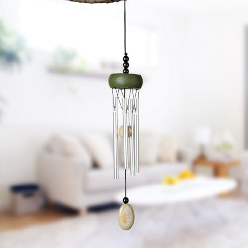 Zoegneer Mini carillon à vent en bois massif avec tige en aluminium pour jardin, cour, extérieur, décoration d'intérieur (vert), 5416U7A3QPO04IU29C47987HGS8534
