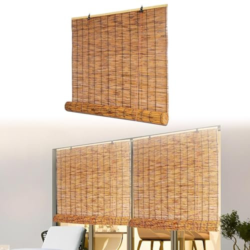 100 Breit Bambus Rollo Blickdicht Bambus Jalousie ohne Bohren 160cm 120cm 90cm 60cm Raffrollo aus Bambus Outdoor Bambusrollo Jalousie Holzrollo für Türen Sonnenschutzrollos ( Color : 70cm Breit , Size