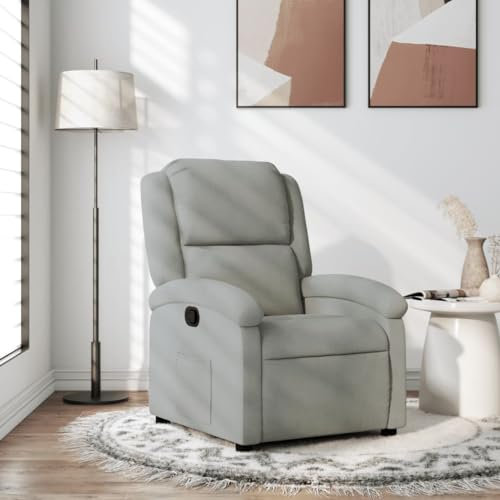 THOYTOUI Relaxsessel, Loungesessel Kinosessel PolsterStuhl Liegesessel Geeignet für Stube Wohnzimmer Büro Schlafzimmer Hellgrau Samt