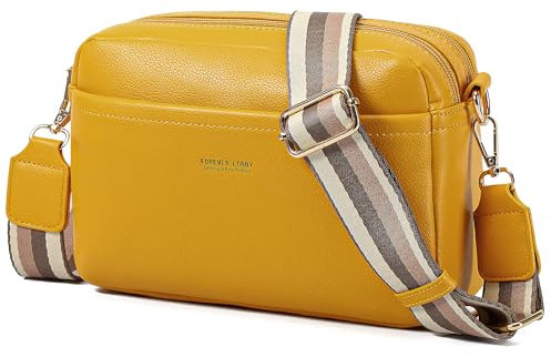 AIFILLE Crossbody Bag Damen Breiter Gurt, Bauchtasche Damen Leder Geldbörse, kleine Umhängetaschen für Damen, Handtaschen mit abnehmbarem Schultergurt Gelb