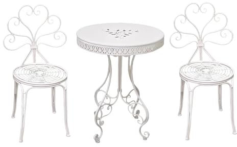 SFNIOKFG Klappbares Bistro-Set mit 3 Tischen und Stühlen, rostbeständiges Terrassen-Bistro-Set mit Antik-Finish, wetterbeständiger Terrassentisch und -stühle, für Garten, Park, Hof, Terrasse, Veranda