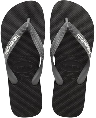 Havaianas - Top Logo Pop Up, Infradito Comode, Eleganti E Versatili, Basate Sul Modello Top, Strisce Con Logo Appariscente, Suola Antiscivolo, Unisex Adulti, Black Steel Grey, 39/40 EU