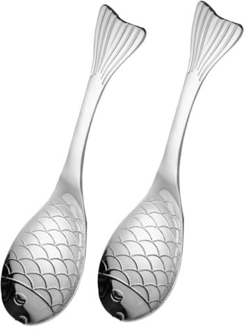 COSMEVIVI 2stücke Teiliges Fischförmiges Servierlöffel Aus Edelstahl Langlebig Und Vielseitig Für Suppe Brei Desserts Und Getreide Elegantes Design Für Stilvolles Besteck Spülmaschinengeeign