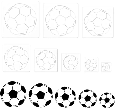 Fußball Schablone, 8 Stück Zeichenschablonen Wiederverwendbar Stencil Malschablonen DIY Schablonen Set für Scrapbooking Fotoalbum, DIY Geschenkkarten, Holz, Fliesen