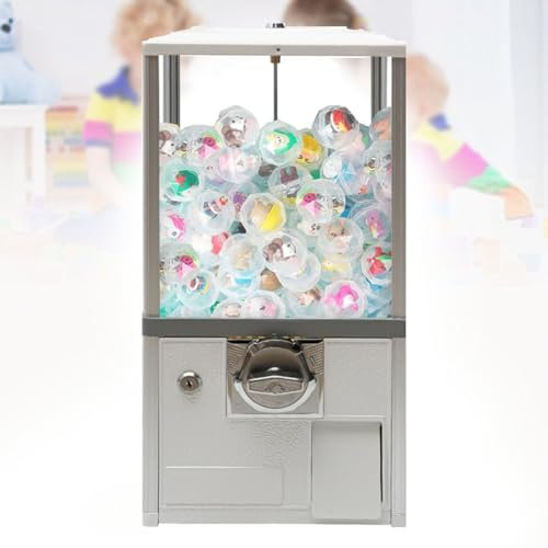 URJWAN Candy Dispenser, Capsule Toys Vending Machine, Candy Vending Machine, Gumball Machine, Gumball Dispenser Machine, Geeignet FüR $1 MüNzen, Transparentes Erscheinungsbild,White