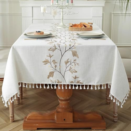 Pahajim Tischdecke Rechteckig Baumwolle Leinen Tischdecke Boho wasserdichte Tischtuch Abwaschbar Modern Design für Küche, Esszimmer, Wohnzimmer, Outdoor(140 x 220 cm)