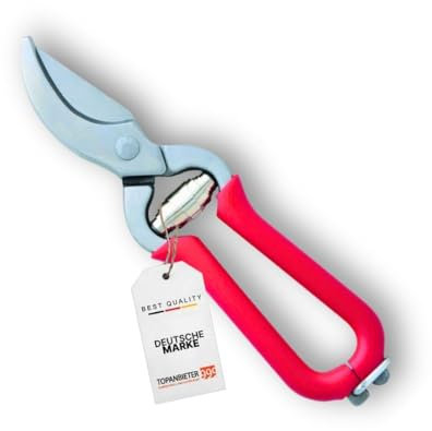 Topanbieter999 Mini Gartenschere rot – 14 cm Blumenschere, Kräuterschere - Strauchschere und Rosenschere, Gartenhandschere Minischere