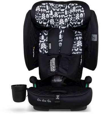 Cosatto On The Go Foldable Portable Travel Car Seat & Booster Car Seat | 15 Months-12 Years | ISOFIX, Side Impact Protection, Anti-Escape Harness, Ultra Compact & Lightweight, Bag (Silhouette)