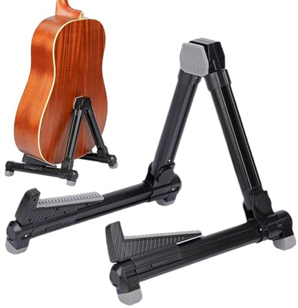 Gitarrenständer mit Rahmen – verstellbarer, klappbarer Ständer für elektrische und akustische Instrumente, stabiler rutschfester Bodengitarrenhalter, Saiteninstrument-Zubehör für Schule, Bühne, Studio