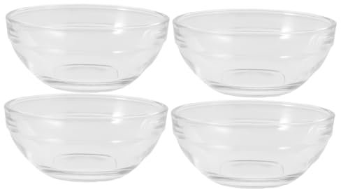 UTHCLO 4pcs Stackable Mini Glass Bowls Dipping Bowls for Sauces Clear Serving Dishes for Condiments Spices and Portions for Home and Picnics
