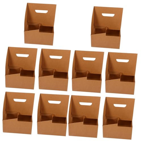 Amosfun 10piezas Portavasos de Papel Kraft Portavasos para Cafeterías Soporte para Bebidas Frías y Calientes Bandeja para Bebidas
