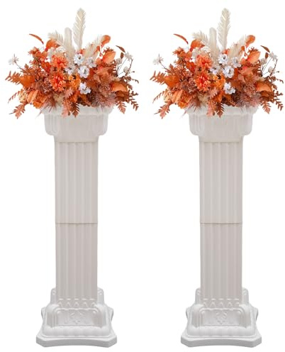MSAIERPLR White Roman Column Pedestal Stand Sets, Roman Pillar Flower Stand 2 Piece, 110 Lbs Bearing Capacity, Wedding Pillars Columns For Ceremony Decoration Event Party, 30*90cm