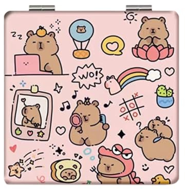 Kompakte Taschenspiegel, schönes Muster, Make-up, handstehend, klein, verspiegelt, für Damen, Mädchen, Mütter und Kinder, Stil 3, Massenschönheit