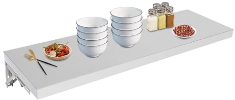 Susoso Wandklapptisch, Küchentisch Klappbares Regal Platzsparend Max. Tragfähigkeit 75 kg für Krankenhäuser 100 × 30 × 5 cm Silber