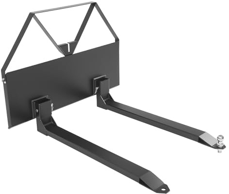 VEVOR Fourches à Palettes pour Chargeuses Compactes avec Cadre 1160 mm, Fourche 1220 mm, Capacité 1179 kg, Boule d'Attelage de Remorque 47,6 mm, Connexion Rapide, pour Chargeuses Compactes, Tracteurs