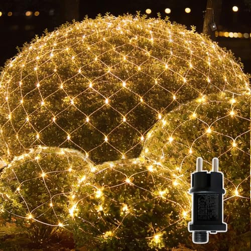 Leisure world 2m x 3m Netzlichter, 192 LED Warmweiße Lichterkette mit Timer für Büsche, Garten, Pavillon, Weihnachtsbaum & Außendekoration (8 Modi, wasserdicht)