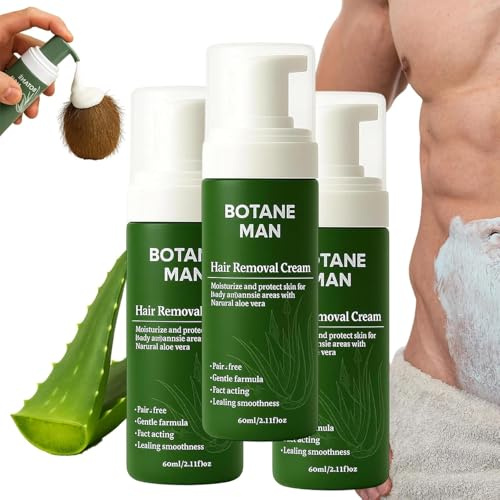 Haarentfernungscreme für Männer: Schnell und sanft, mit natürlicher Aloe-Vera-Formel, feuchtigkeitsspendend und pflegend, für glatte und weiche Haut. Geeignet für Gesicht, Körper und Intimbereich.