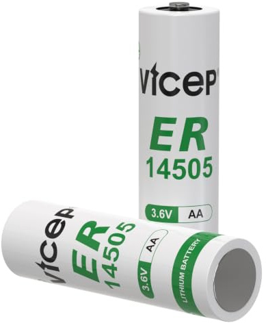 ViCep Lot de 2 Piles Lithium ER14505 AA 3,6V Li-SOCL₂ 2700mAh LS14500 pour Les systèmes de sécurité Domestique, Les systèmes de relevé de compteurs et Les équipements PLC, Non Rechargeables