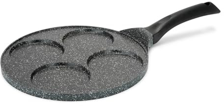 BM TOOLS Poêle à pancakes LIVOO MEP148 - antiadhésif, Ø 26cm, 4 empreintes de Ø 10cm, manche bakélite, tous feux dont induction