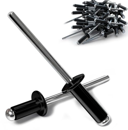 PDKKFF 150 Remaches Ciegos de Aluminio, 4x10mm Remaches Pop, Negro Remache Ciego para Plástico Metal Madera