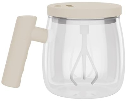 Riuulity Electric Stirring Cup, Glass Self Stirring Mug, 400ml Portable USB Mixing Coffee Mug for Home and Office (begie)