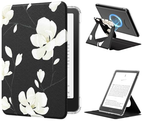 MoKo 360° drehbare Hülle für 7 eBook Reader Abnehmbar, Magnolie | Klare Rückseite, Abnehmbar Magnetisch, Verstellbar mit Ständer, Auto Wach/Schlaf, Nicht für TCL Remarkable Kobo
